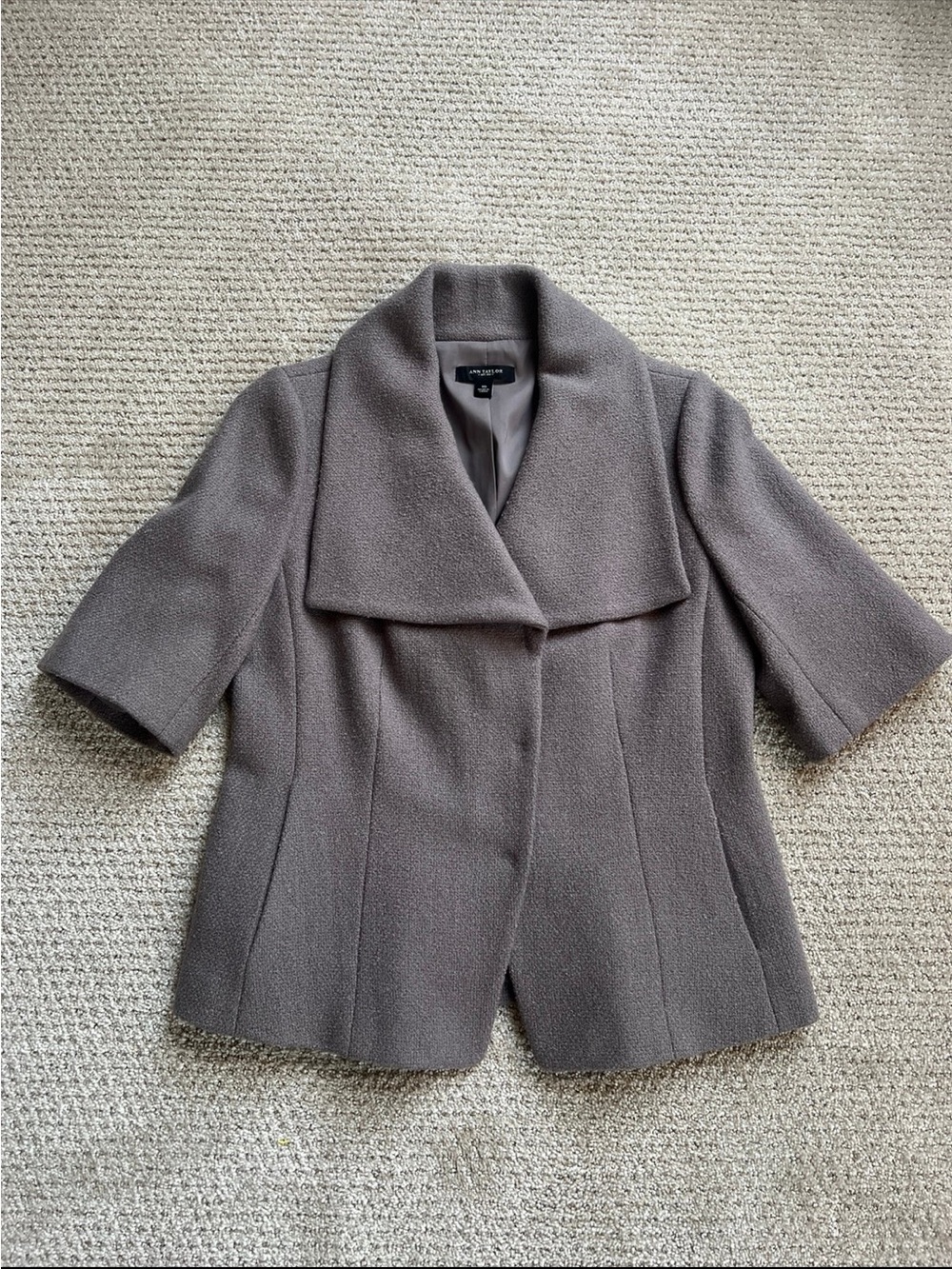 Ann Taylor Short Wool-Blend Blazer with Shawl Collar